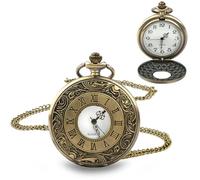 Vintage Pocket Watch Men's Bronze Fob Watch with Chain Waterproof Retro Quartz Timepiece with Antique Steampunk Design Roman Numerals Precise Timekeeping for Wedding Cosplay Birthday Valentine's Gifts