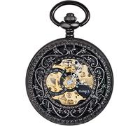 Vintage Pocket Watch,Pocket Watch with Chain for Men Women,Vintage Pocket Watch Automatic Mechanical Pocket Watch Retro Flip Cover Engraving Hollow Couple Student Hanging Watch Sweater Chain Classic P