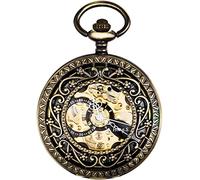 Vintage Pocket Watch,Pocket Watch with Chain for Men Women,Vintage Pocket Watch Automatic Mechanical Pocket Watch Retro Flip Cover Engraving Hollow Couple Student Hanging Watch Sweater Chain Classic P