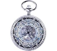 Vintage Pocket Watch,Pocket Watch with Chain for Men Women,Vintage Pocket Watch Automatic Mechanical Pocket Watch Retro Flip Cover Engraving Hollow Couple Student Hanging Watch Sweater Chain Classic P