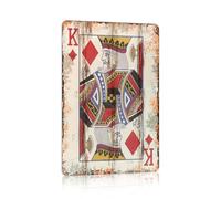 Vintage Poker Metal Sign King of Dianmonds Tin Sign Playing Card Wall Sign Man Cave Home Wall Decor 12x16 Inch