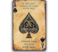 Vintage Poker Tin Sign If You Can'St Change The Cards You'Sre Dealt Inspirational Wall Decor Tin Sign For Home Bar Pub Club Cafe Bedroom Office 20x30cm