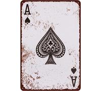 Vintage Poker Tin Sign The Ace of Spade Metal Signs for Kitchen Home Office Bar Cafe Decor 8x6 Inch