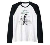 Vintage Polar Beach-Club Penguin Surfer Raglan Baseball Tee