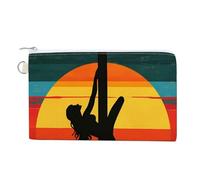 Vintage Pole Dancing Silhouette Coin Purse Canvas Change Pouch Small Organizer Bags Zippered Coin Case for Women Men