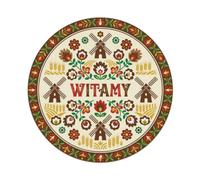 Vintage Polish Folk Art Witamy Welcome Windmill Farm Metal Tin Sign
