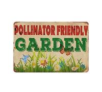 Vintage Pollinator Friendly Garden Gardening Metal Tin Sign Butterfly and Flowers Signs for Gardens, Yard, Gift for Women, Gardener 12x8inch