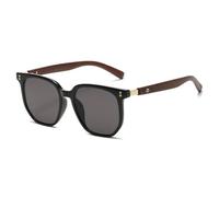 Vintage Polygonal Wood Grain Temple Sunglasses Statement Trend Sunglasse(02,A)
