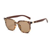Vintage Polygonal Wood Grain Temple Sunglasses Statement Trend Sunglasse(04,A)
