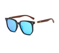 Vintage Polygonal Wood Grain Temple Sunglasses Statement Trend Sunglasse(05,A)