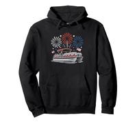Vintage Pontoon Captain Fourth July American Distressed Pullover Hoodie