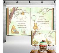 Vintage Pooh Bear Baby Shower Backdrop Gender Neutral Retro Giant Book Spring Tree Classic Background Newborn Quote Green Balloon Banner 5x3 ft 144