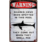 Vintage Pool Rules Metal Tin Sign No Peeing Swimming Pool Shark Danger Warning Sign Decor Poster Decor for Home Bathroom Garden Man Cave Office Store Sign 12 X 8 INCH