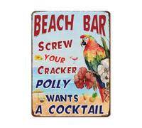 Vintage Pool Sign Metal Sign Beach Bar Screw Your Cracker Polly Wants A Cocktall Tin Sign for Outdoor Funny Pool Wall Decor Swimming Retro Pool Sign 8"x12"