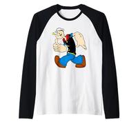 Vintage Pop Eye Cartoon Thumbs Up Raglan Baseball Tee