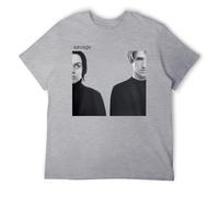 Vintage Pop Music Inspired Graphic Tee Minimalist Black and White Portrait T-Shirt for Men and Women, Aesthetic Duo Faces Graphic Tee, Retro Style Top Gray-Style 6XL