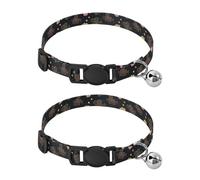Vintage Popcorn Black Cat Collars 2 Pack Collar for Kitten Adjustable 10.6 to 17.1 Inches