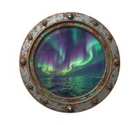 Vintage Porthole Aurora Sky Nautical Window View Metal Tin Sign