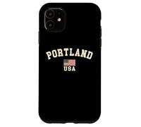 Vintage Portland USA American Flag Oregon Souvenir Retro Case for iPhone 11
