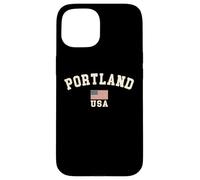 Vintage Portland USA American Flag Oregon Souvenir Retro Case for iPhone 15