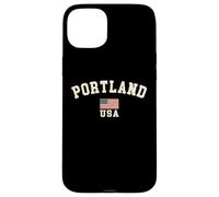 Vintage Portland USA American Flag Oregon Souvenir Retro Case for iPhone 15 Plus