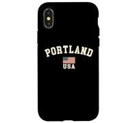 Vintage Portland USA American Flag Oregon Souvenir Retro Case for iPhone X/XS