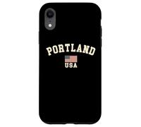 Vintage Portland USA American Flag Oregon Souvenir Retro Case for iPhone XR