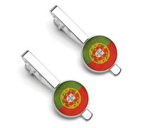 Vintage Portugal Flag Men's Tie Clip Classic Necktie Tie Bar 2 Pack Clasp Clip for Wedding Anniversary Business Gifts