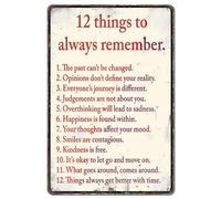 Vintage Positive Metal Signs, 12 Things to Always Remember Inspirational Quotes Wall Art for Motivational Gift, Retro Metal Wall Art for Bedroom, Office, Bar, Living Room Decor 11.8 x 7.8 Inch