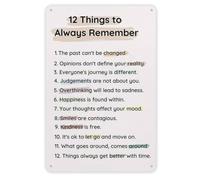 Vintage Positive Metal Signs, 12 Things to Always Remember Inspirational Quotes Wall Art for Motivational Gift, Retro Metal Wall Art for Bedroom, Office, Bar, Living Room Decor 11.8 x 7.8 Inch