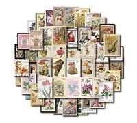 Vintage Postage Stamp Stickers for Scrapbook, 100 Pcs Deco Paper Stickers for Bullet Journal,Botanical Fairy Stickers for Junk Journal, DIY Crafts,Collage Album (Stamp-Like)