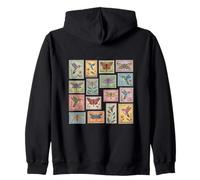 Vintage Postage Stamps Butterfly Hummingbird Dragonfly Zip Hoodie