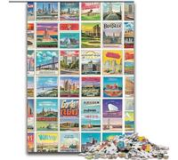 Vintage Postage Stamps Collage 1000 Piece Jigsaw Puzzles, for Age 14+ Game Wall Decoration Unique Gifts for Birthday And Christmas (26x38cm)
