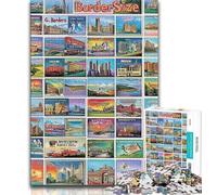 Vintage Postage Stamps Collage Jigsaw Puzzles for Adults 1000 Piece Puzzle,Challenging To Complete But Fun And Humorous Educational Game for Birthday (38x26cm)