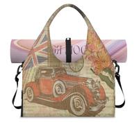Vintage Postcard London Sports Duffel Bag for Women Men UK London Weekend Overnight Bag with Shoe Compartment Shoulder Tote Luggage Bag for Yoga Gym Travel