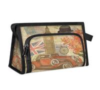 Vintage Postcard London Travel Toiletry Bag for Women Men Girls Boys UK London Multifunctional Makeup Pouch Bag Wash Toiletries Cosmetic Organizer Shower Bag