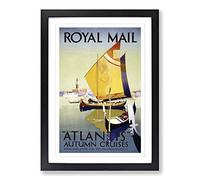 Vintage Poster Atlantis Travel Cruise Framed Print | A2 Black Framed Wall Art | Ready to Hang | Classic Nature Picture | Living Room Bedroom Lounge Office
