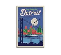 Vintage Poster Detroit Michigan, Holiday Skyline with Santa.jpg Poster Modern Wall Art Canvas Aesthetic Decoration Painting 16x24inch(40x60cm) Unframe-style