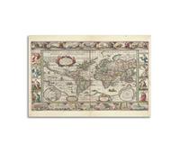 Vintage Poster Fourth State of World Map Poster Wall Art Print Retro Aesthetic Room Decor Painting Canvas Home And Office Decorations 12x18inch(30x45cm) Unframe-style