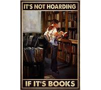 Vintage Poster Girl Loves Books Gifts For Bookworm It'S Not Hoarding If It'S Books Poster Librarian Poster Decor Wall Hanging Decor Retro Wall Decor Metal Sign Poster 8x12 inches