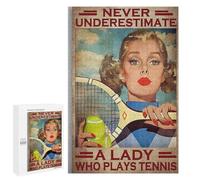 Vintage Poster Girl Tennis Tennis Player Never Underestimate A Lady Who Plays Tennis Poster Puzzle 1000 Pieces Jigsaw Puzzle - Funny Challenging Puzzle Perfect for Game Nights