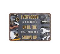 Vintage Poster Metal Sign Plumbing Real Plumber Shows Up Tin Signs Retro Plaque Wall Decor Gift For Home Kitchen Office Club Bar Gym 8x12 Inch