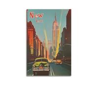 Vintage Poster New York, Retro Cars And Empire State Building.jpg Poster Modern Wall Art Canvas Aesthetic Decoration Painting 16x24inch(40x60cm) Unframe-style
