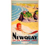 Vintage Poster Newquay British Railways Cornwall Serfing Photo Wall Art Picture A4