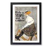 Vintage Poster Ride a Stearns Bicycle Framed Print | A2 Black Framed Wall Art | Ready to Hang | Classic Vehicle Picture | Living Room Bedroom Lounge Office