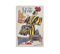 Vintage Poster ROME FLY TWA UP UP AND AWAY Airline Travel Tourism Home Decor Poster Wall Art Hanging Picture Print Decorative Painting Posters 16x24inch(40x60cm)