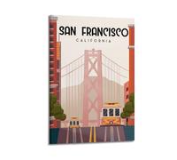 Vintage Poster San Francisco California, Cable Cars And Golden Gate Bridge.jpg Poster Modern Wall Art Canvas Aesthetic Decoration Painting 24x36inch(60x90cm) Frame-style