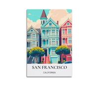 Vintage Poster San Francisco California, Colorful Victorian Houses.jpg Poster Modern Wall Art Canvas Aesthetic Decoration Painting 20x30inch(50x75cm) Unframe-style