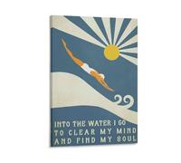 Vintage Poster Swimming Poster Diver Into The Water I Go To Clear My MInd And Find My Soul Gift Idea Wall Art Poster Canvas Poster Wall Art Decor Print Picture Paintings for Living Room Bedroom Decora