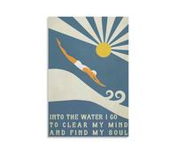 Vintage Poster Swimming Poster Diver Into The Water I Go To Clear My MInd And Find My Soul Gift Idea Wall Art Poster Canvas Poster Bedroom Decor Landscape Office Room Decor Gift 08x12inch(20x30cm)